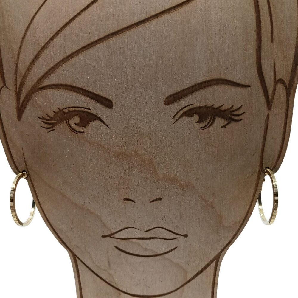 Direction One Gold-Plated Vintage Hoop Earrings with Textured Edge Design & Clip
